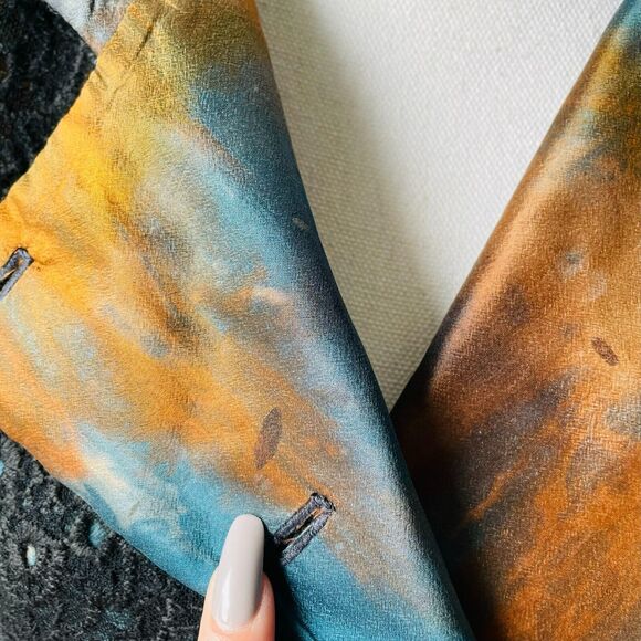 Randall Darwall Blazer Lace Silk Watercolor Black Notched Collar Statement Large - Picture 4 of 13